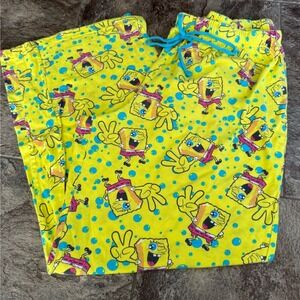 Y2K RARE SpongeBob SquarePants Pajama Pants Yellow Cotton Lounge Size 1X Kidcore